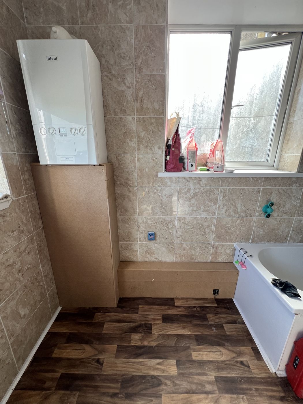 Boiler pipework boxed in neatly